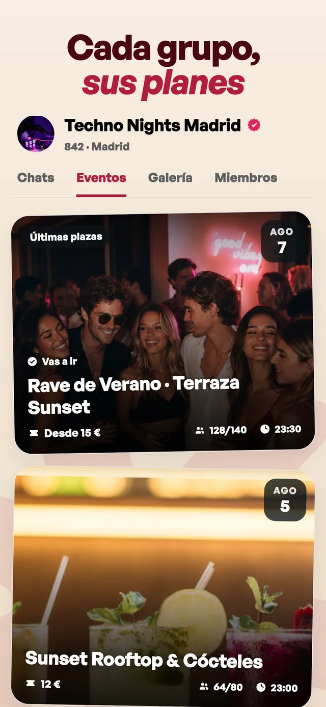 Mon — Cada grupo, sus planes