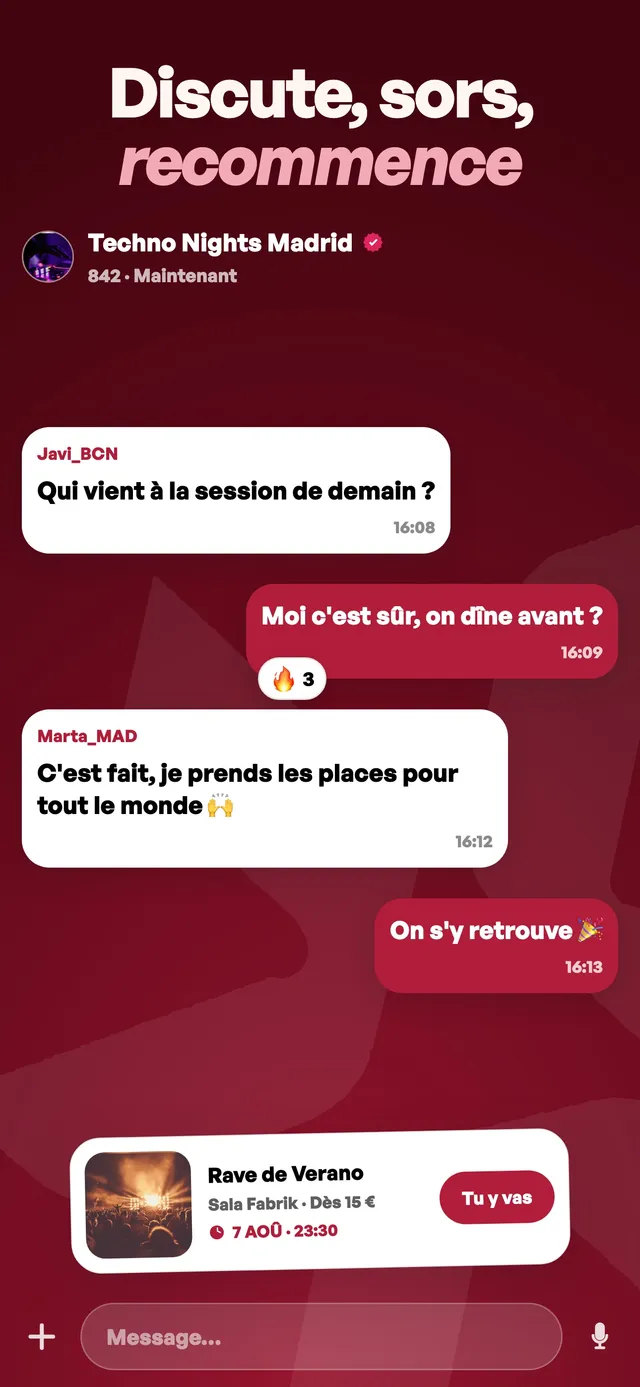 Mon — Discute, sors, recommence